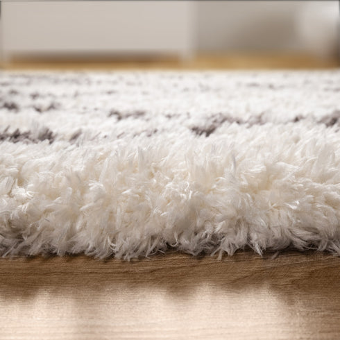 Hochflor Teppich | Gemütlicher Teppich für Wohnzimmer, Esszimmer, Schlafzimmer oder Kinderzimmer | Creme